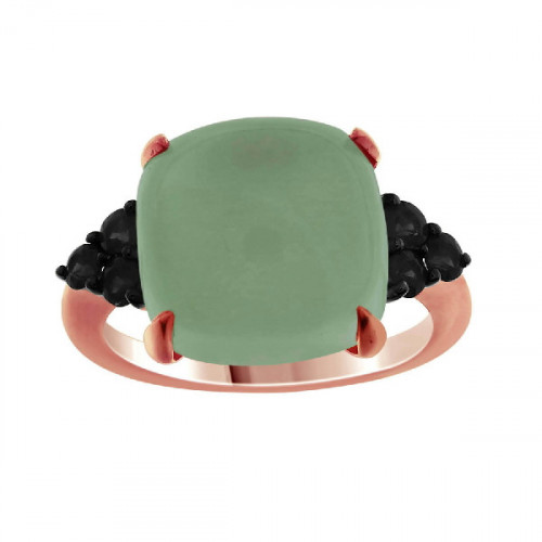 Ring 18 Kt Rose Gold Black Dia and Agate