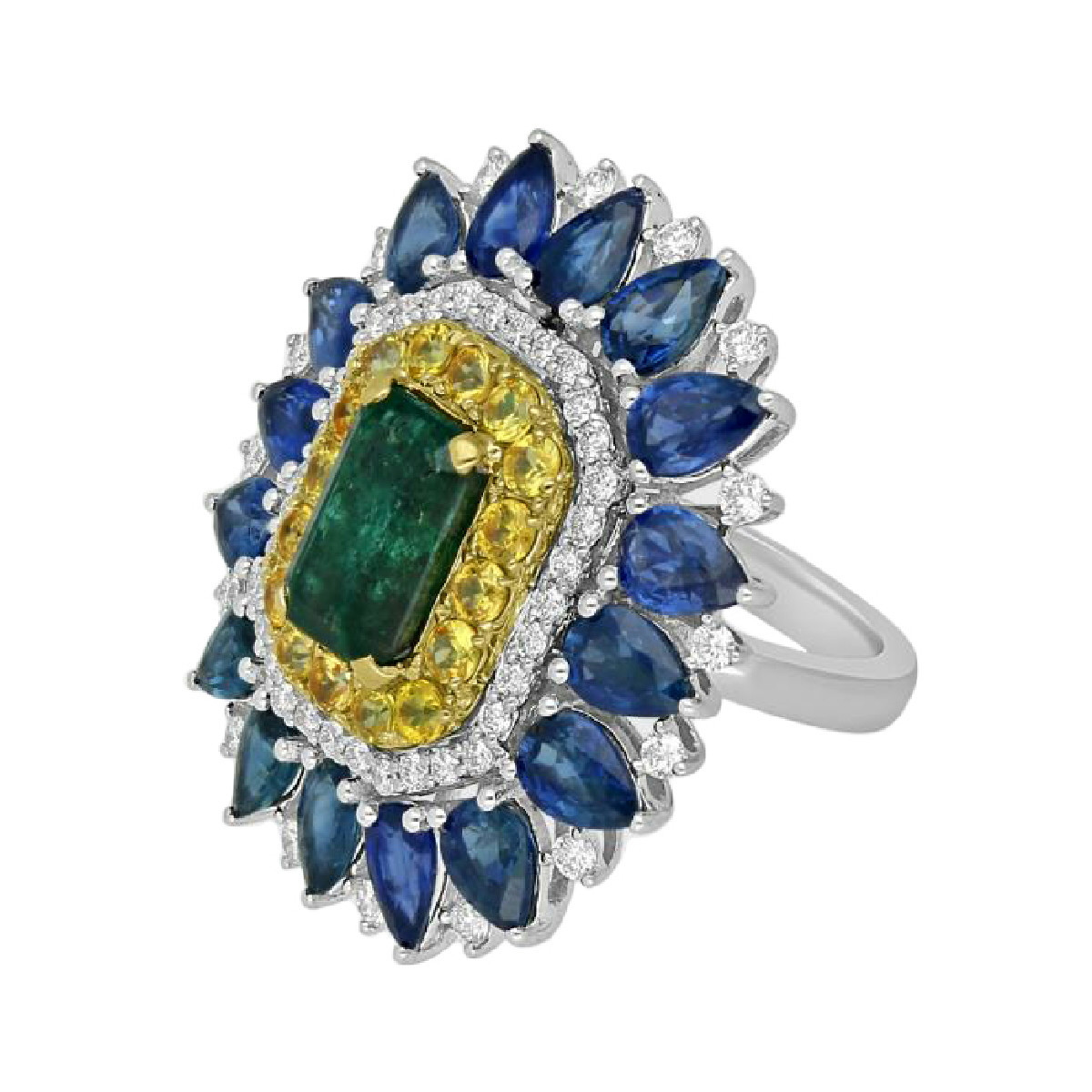 Ring emerald and sapphire