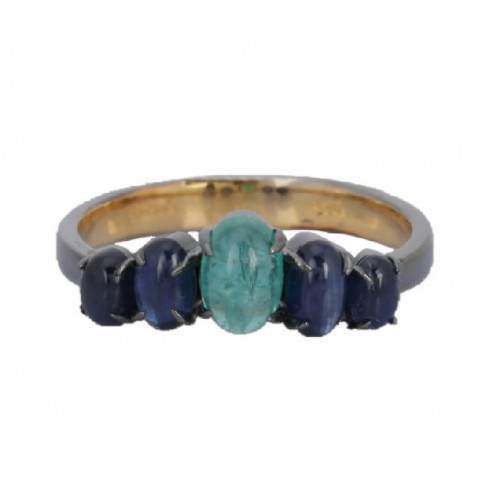 Ring Silver Blue Sapphire Emerald