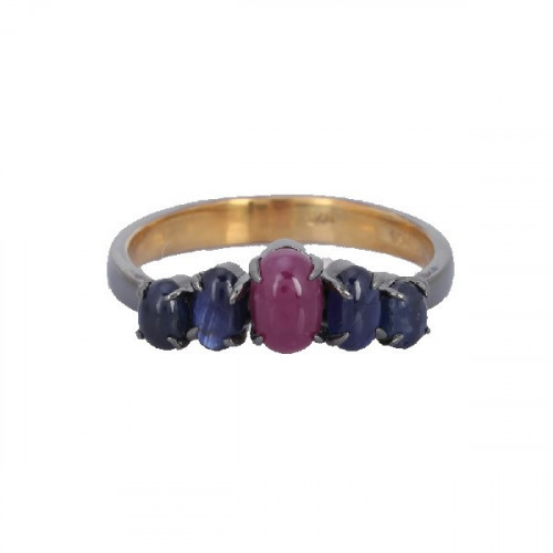 Ring Silver Blue Sapphire Ruby