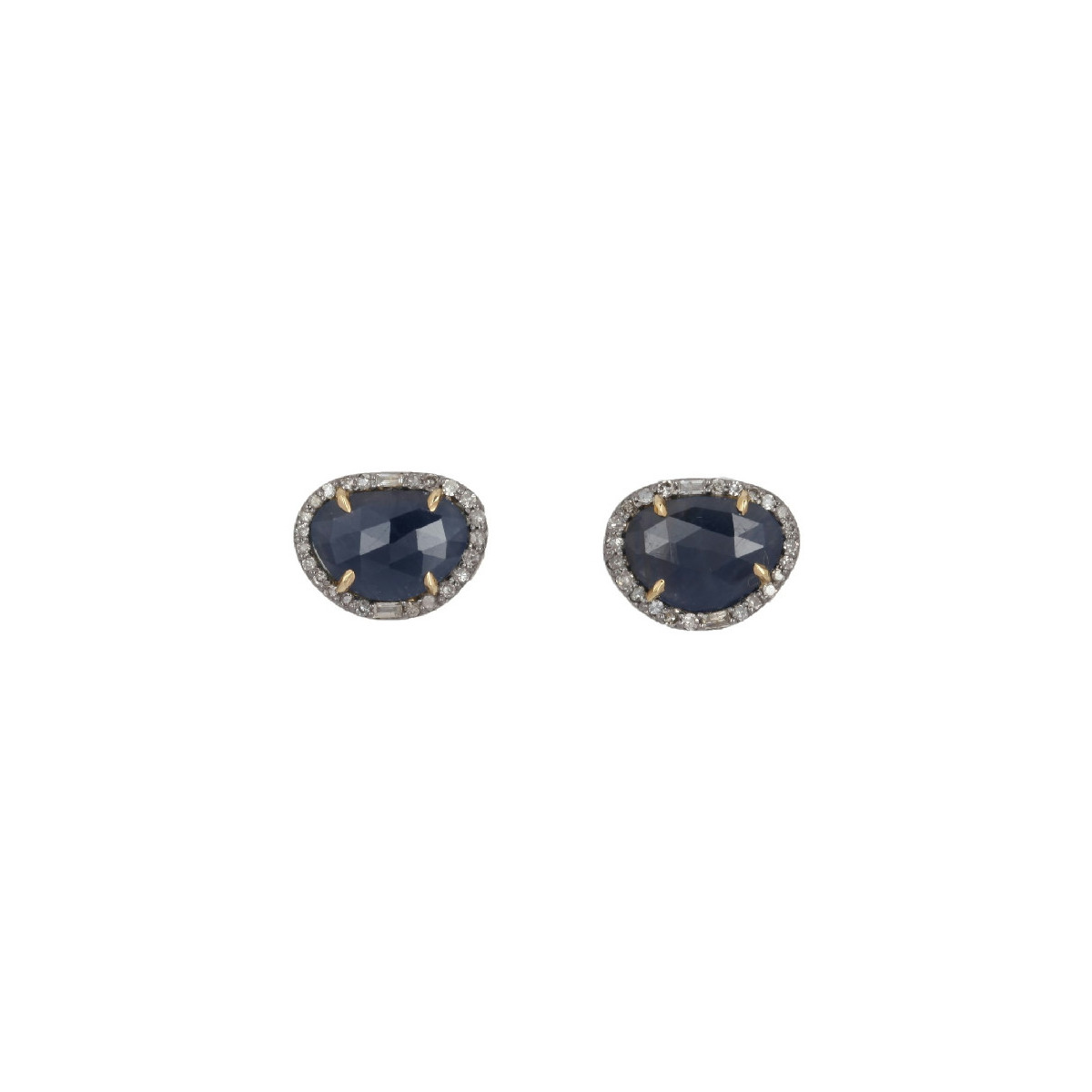 Earrings 18 Kt Gold Silver Diam Sapphire