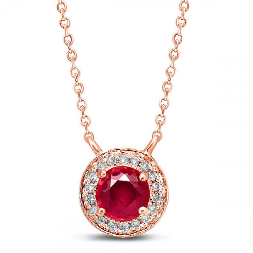 Colgante Oro Rosa 18 Kt Diamantes Rubí