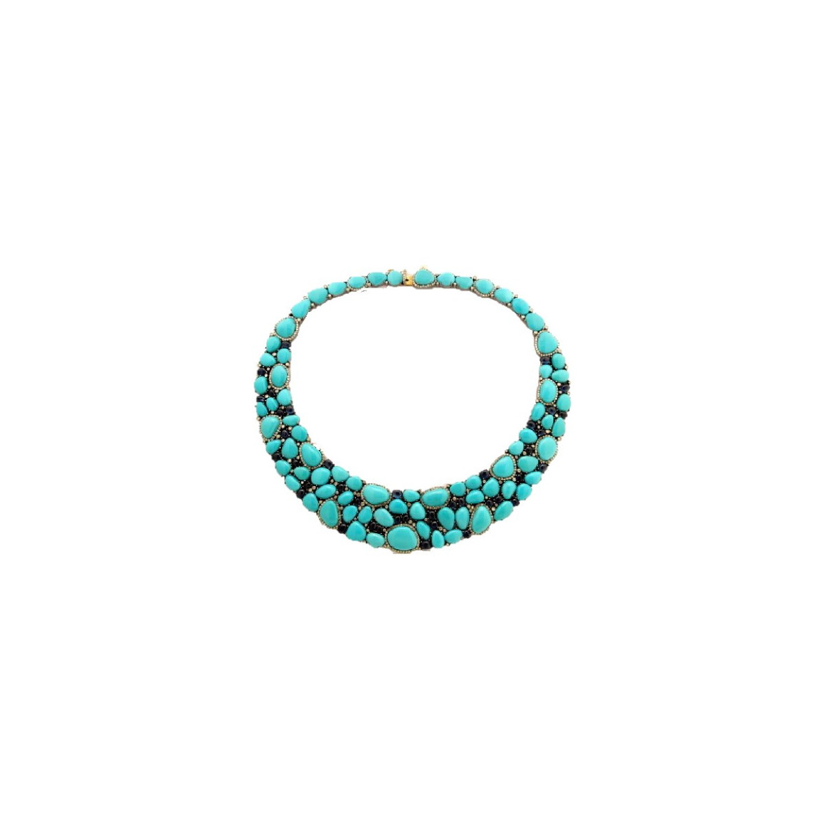 Collar 14K Oro Plata Diamante Turquoise