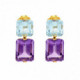 Earrings blue topaz and amethyst