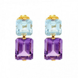 Earrings blue topaz and amethyst