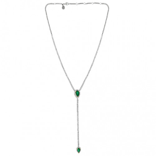 Necklace 18K YW Gold Diamond Emerald