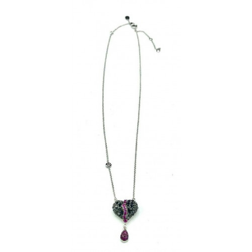 Necklace black diamonds and ruby