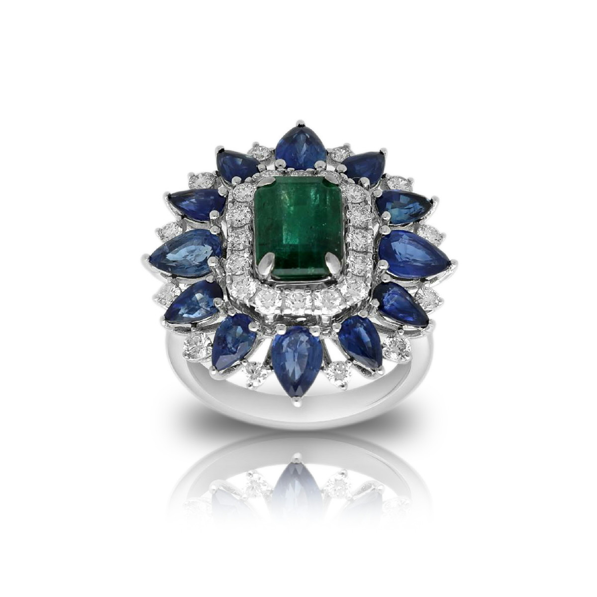 Anillo esmeralda y zafiro