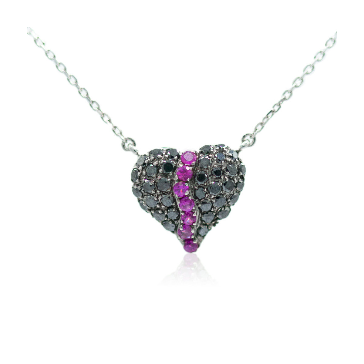 Pendant black diamond and ruby