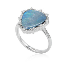 Anillo diamantes y ópalo