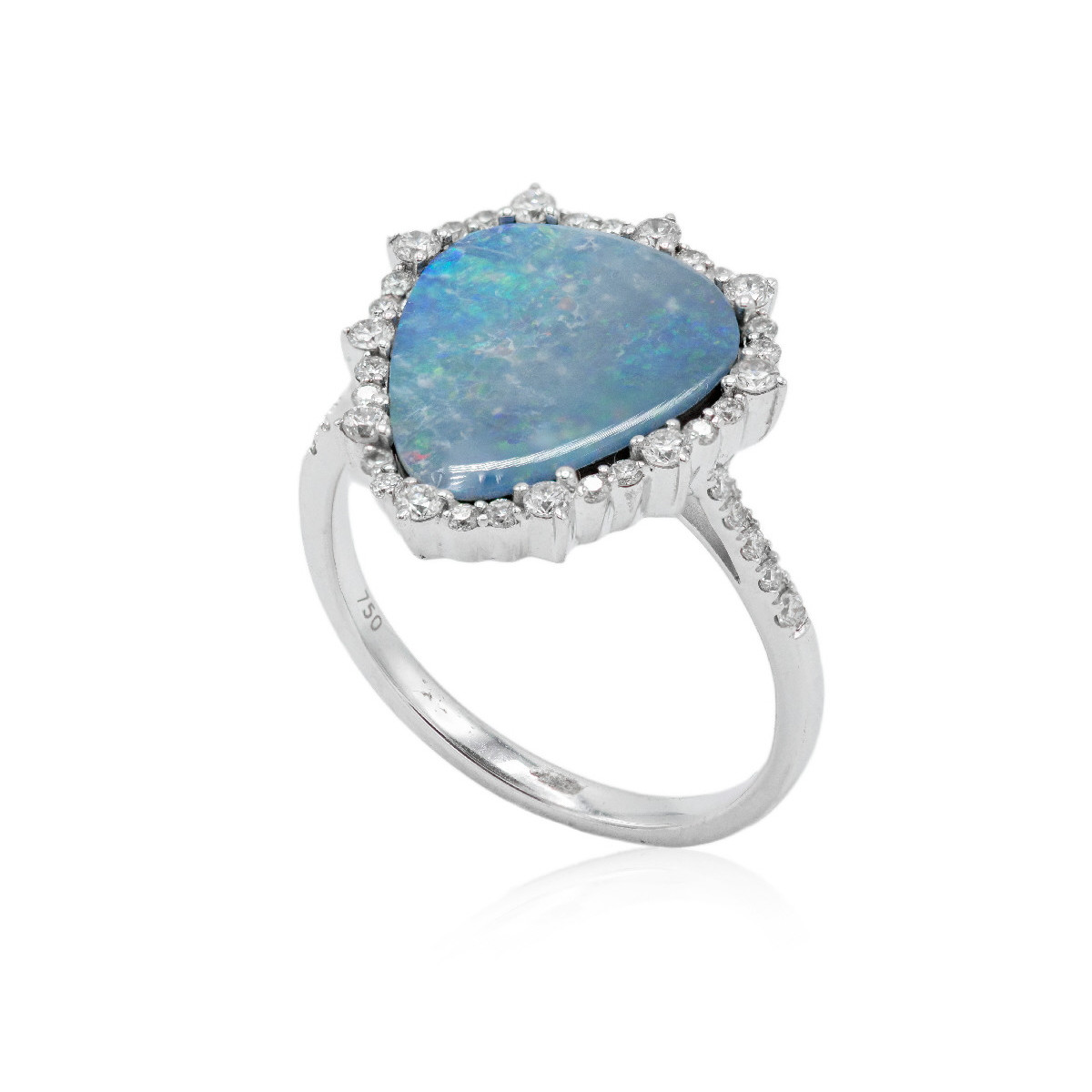 Anillo diamantes y ópalo