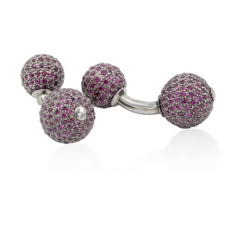 Cuff links silver and ruby