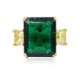 Gold ring, yellow diamonds and emerald