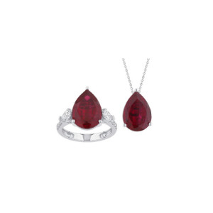 Anillo/Colgante Diamante LG y Rubí TC