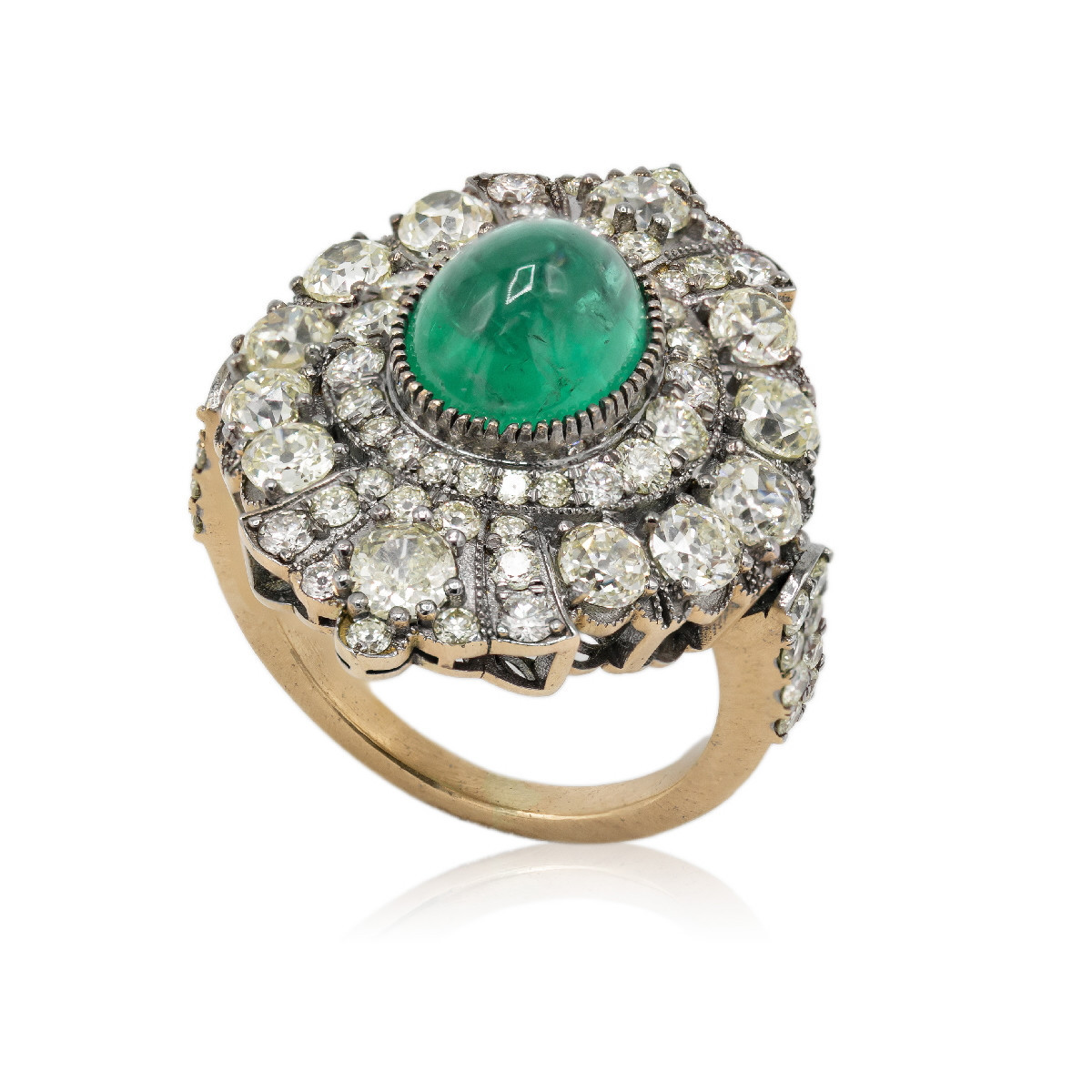 Anillo diamante y esmeralda