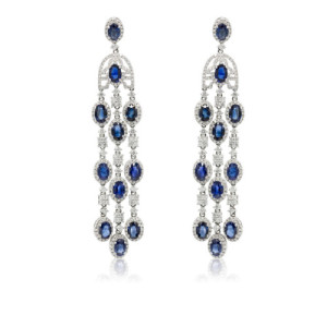 Pendientes diamantes y zafiros
