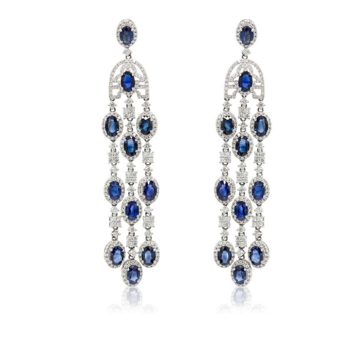 Pendientes diamantes y zafiros