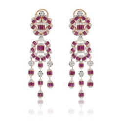 Pendientes diamante y rubí
