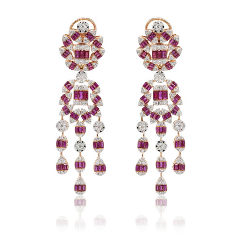 Diamond and ruby earrings
