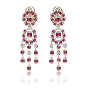 Pendientes diamante y rubí