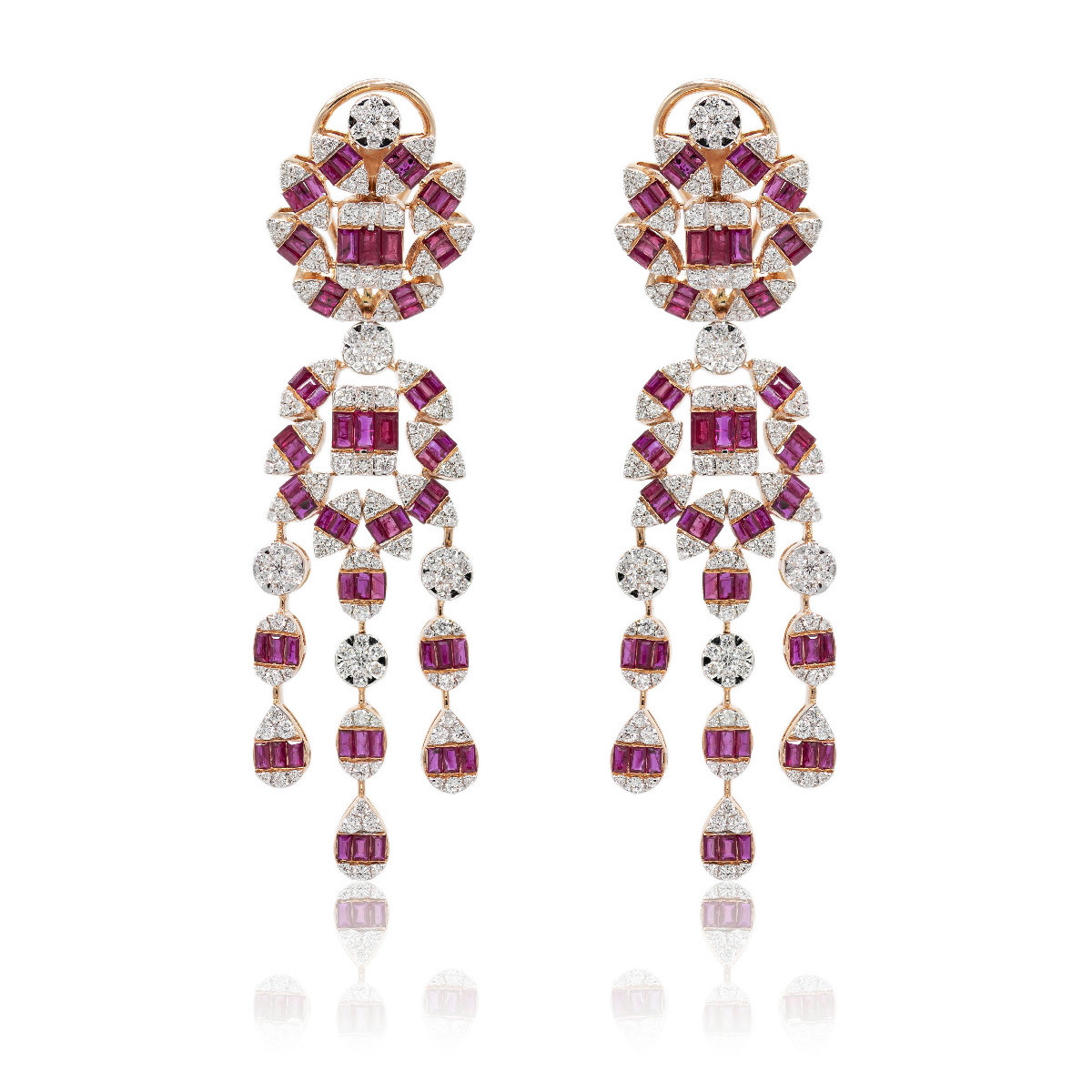 Pendientes diamante y rubí