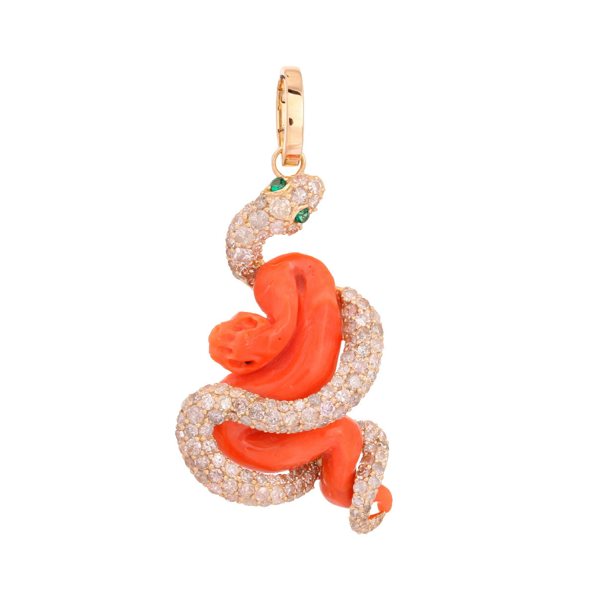 Coral and emerald Charm/Pendant