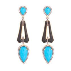 Earrings 18K Gold Silver Diamonds Tq Ox