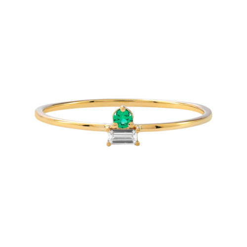 Anillo Oro, diamante y esmeralda
